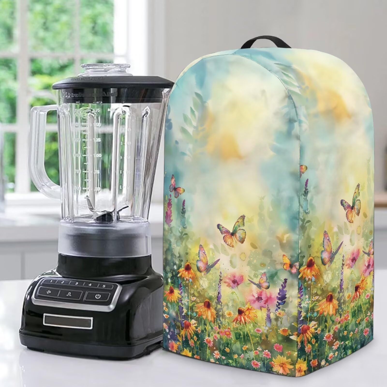 Daisy Floral Butterfly Drawstring Blender Cover Kitchen Appliance Anti Fingerprint Dust Protection Stain Resistant Coffee Maker Food Processor Cover Stand Mixer Cover