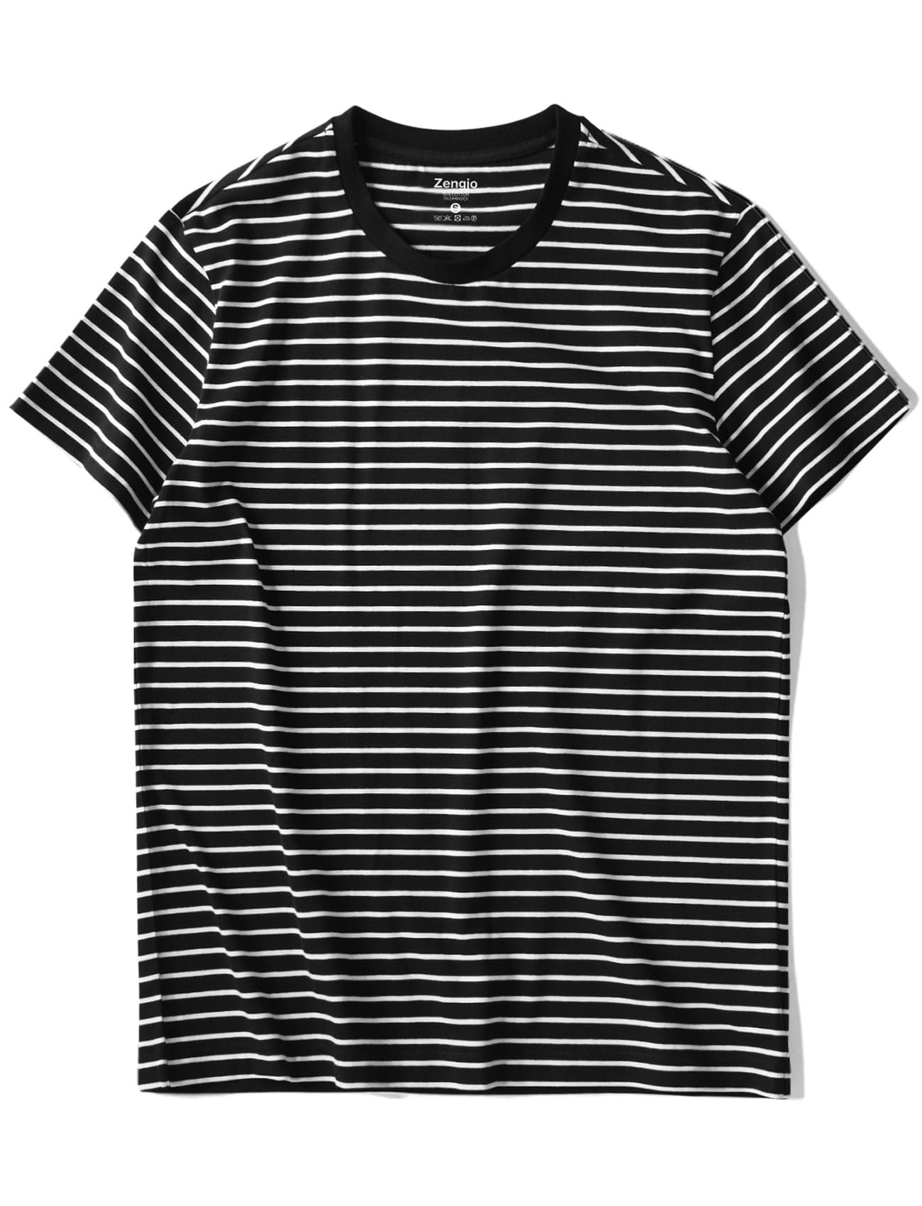 Zengjo Mens Striped Shirt Short Sleeve T-Shirts