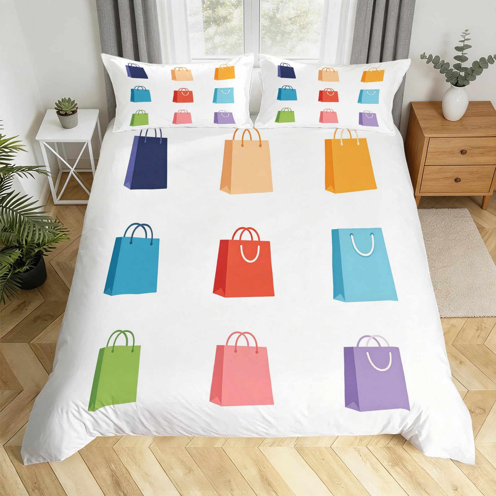 Linge de Lit Sacs Colorés Housse Couette 240x220 Anti-Plis avec Deux Taies