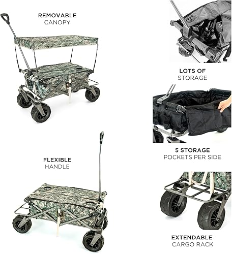 Miniatura 8 de Creative Outdoor Beach Hauler XXL Deluxe con toldo y estante refrigerador, ruedas gigantes de 10 pulgadas, carro resistente para playa, parque,