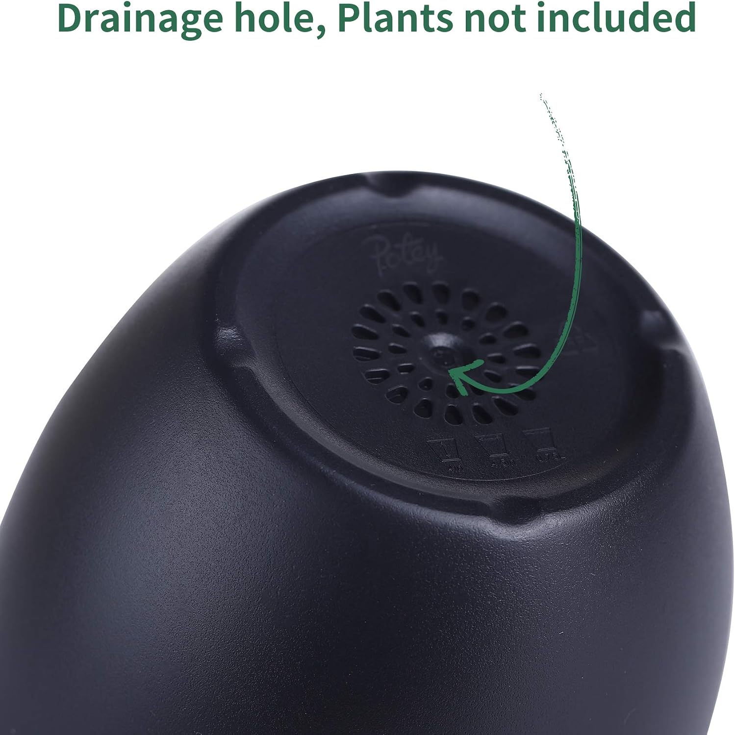 POTEY Plastic Plant Pot 7.5/6.3/5.5/4.5 Inch Modern Decorative Indoor Planter with Drainage Hole and Trays for All House Plants - 005, Black, Set of 4
