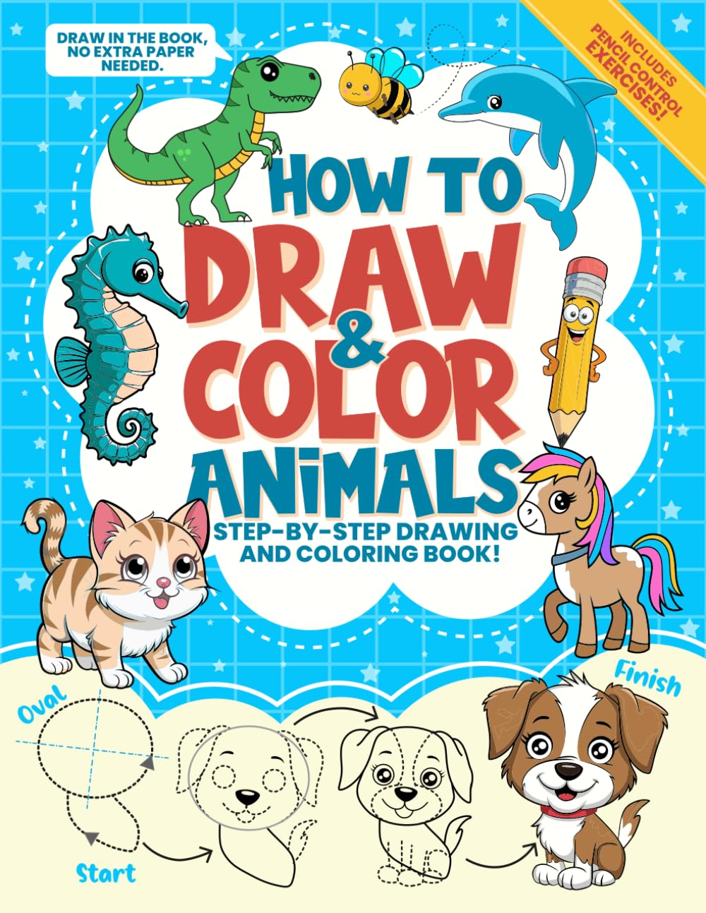 How To Draw and Color Animals for Kids ages 8-12: Step-by-Step Drawing ...