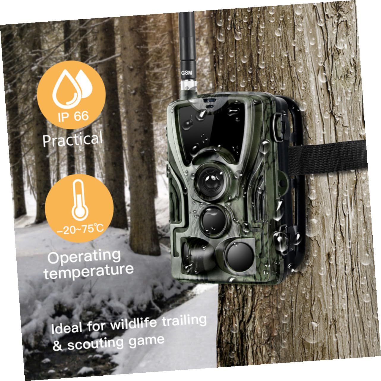 jojofuny 801m Cámara de Caza Cámara de Rastreo con Tarjeta Sim para Exploración Forestal Inalámbrica para Caza