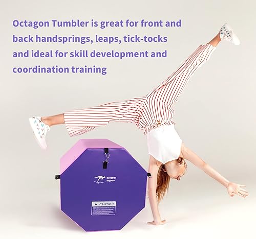 Miniatura 5 de Kangaroo Hoppers Colchoneta octágono de gimnasia de 24 x 26 pulgadas  20 x 24 pulgadas, 19 x 23 pulgadas, con asas de transporte, entrenador de