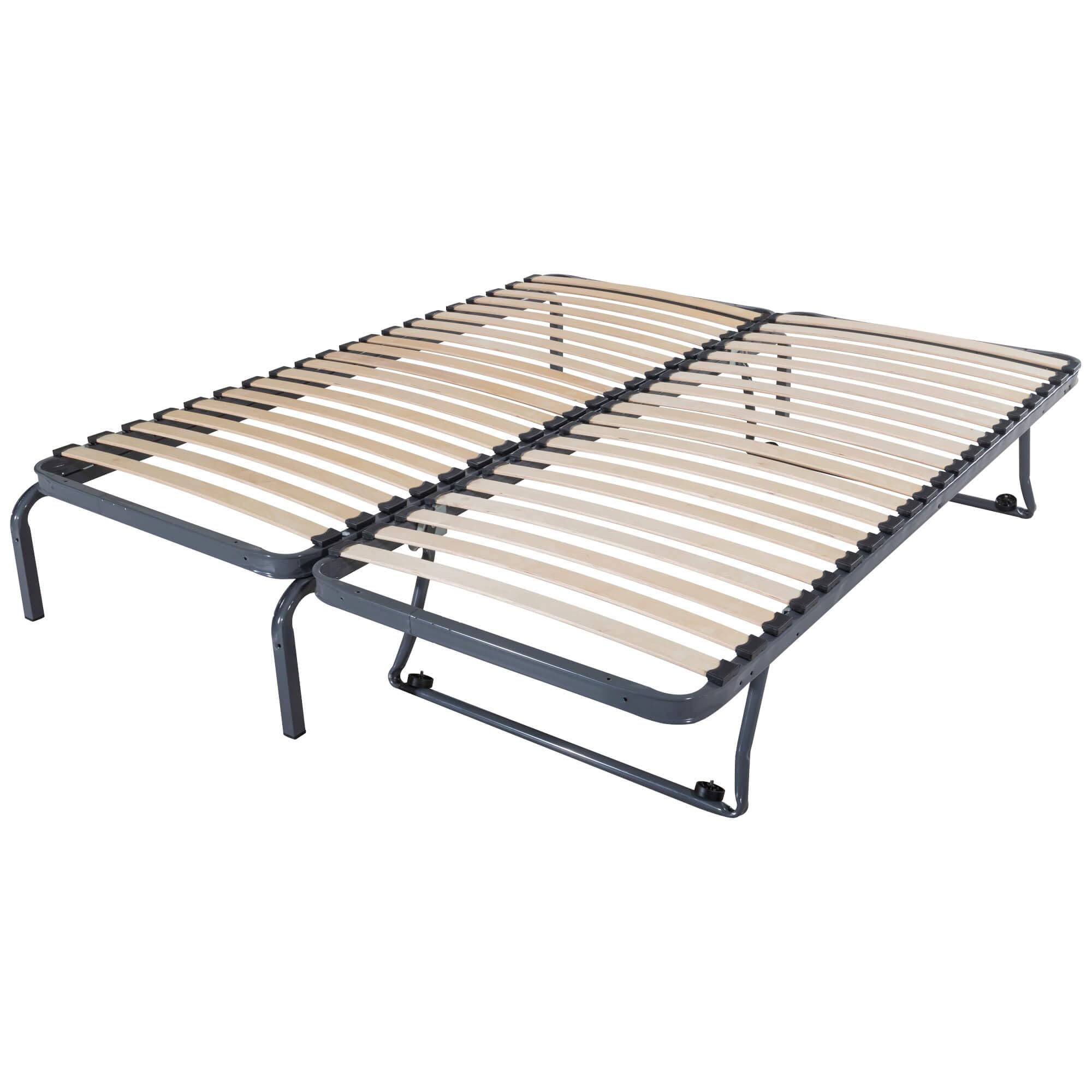 EBAC Literie Ensemble lit gigogne métal 90x190-20 Lattes Bois - Gain de Place - Made in France