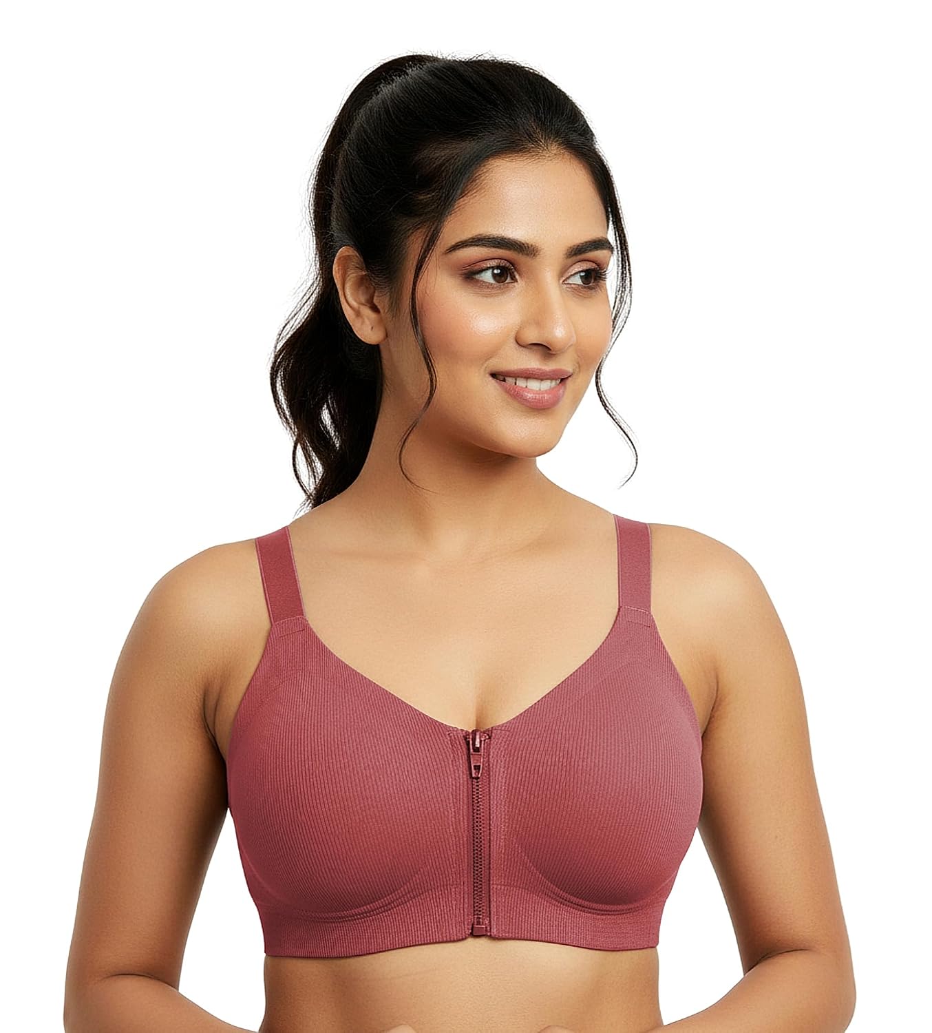Khwaish Women Seamless Front Lightly Pad Zip Bra – Wireless Full Coverage Ribbed Comfort Bra with Adjustable Straps, Sport... - Review, Price and Buying Guide