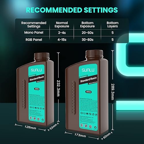 Miniatura 5 de SUNLU Resina de impresora 3D, fotopolímero estándar de 70.55 oz, resina de curado UV de 405 nm para impresora 3D de resina 4K8K LCDDLPSLA, resina