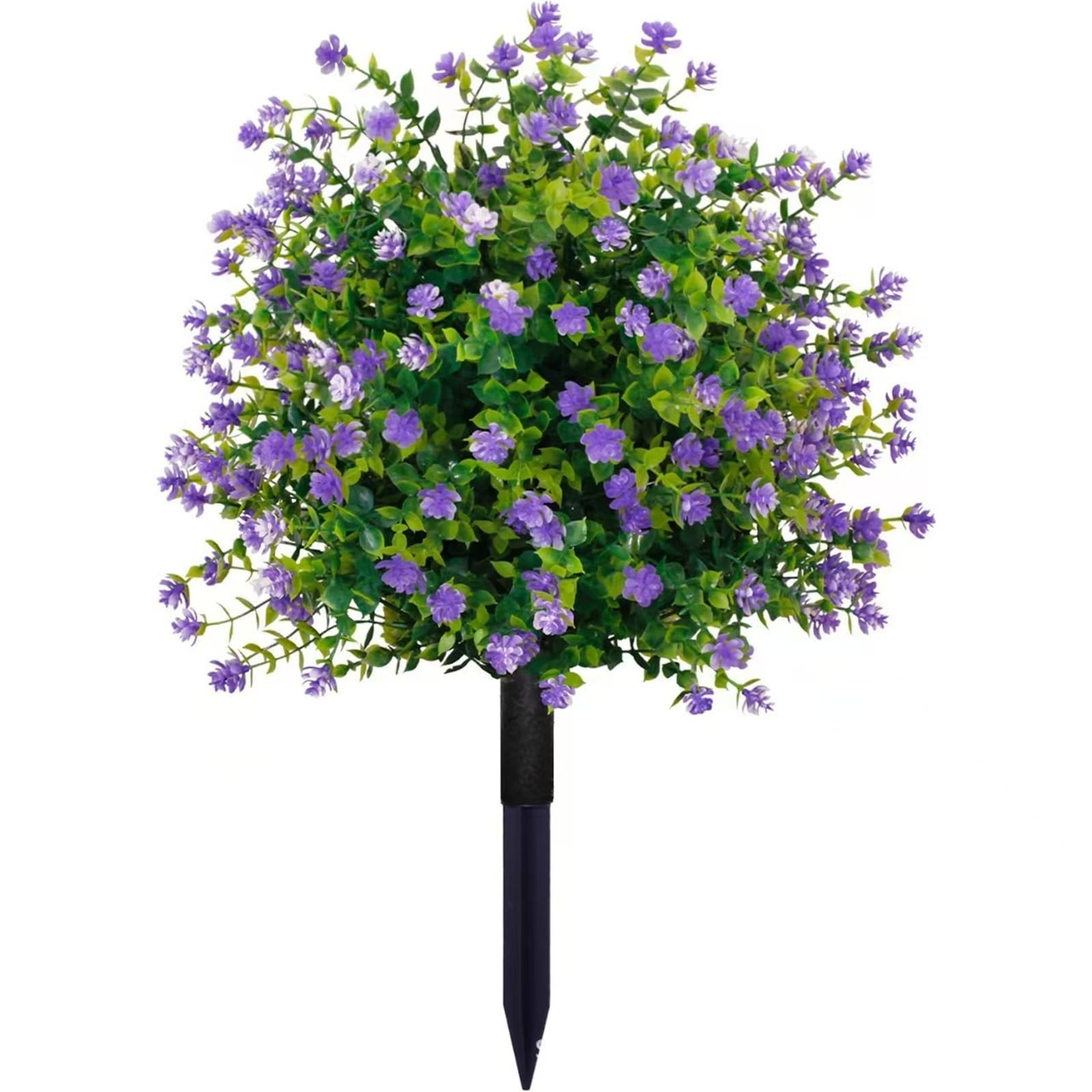 Wbcdxcbb Purple Simulation Camellia And Eucalyptus Leaf Ground Insert Artificial Flowers Fake Plants For Outdoor Garden Decoration 1Pcs(Purple)