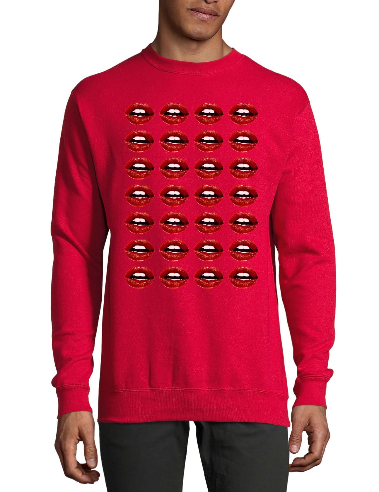 Pull en coton rouge Many Red Lips sweat graphique Pop Art chic