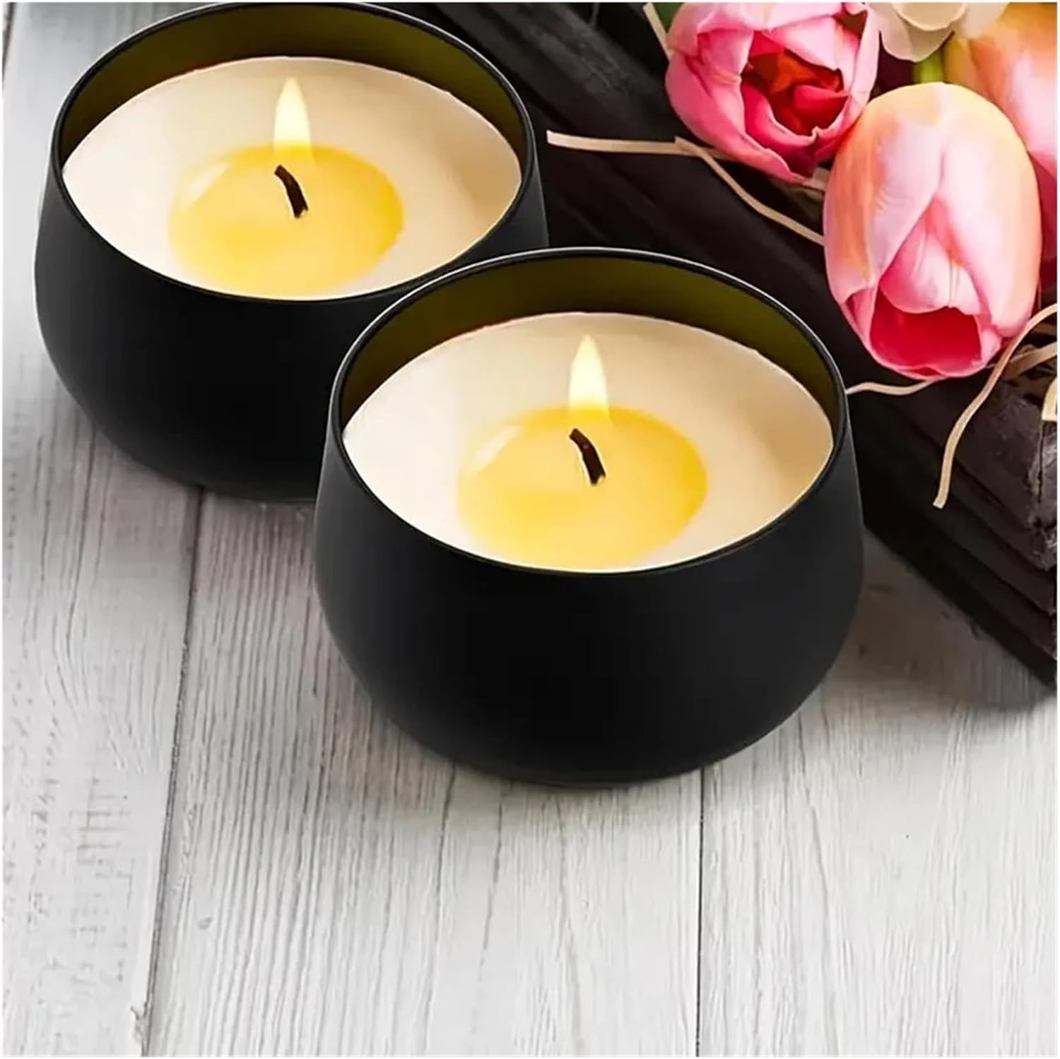 Tins with Lid Round Metal Candle Jars Handmade Candles Making(A 5Pcs)