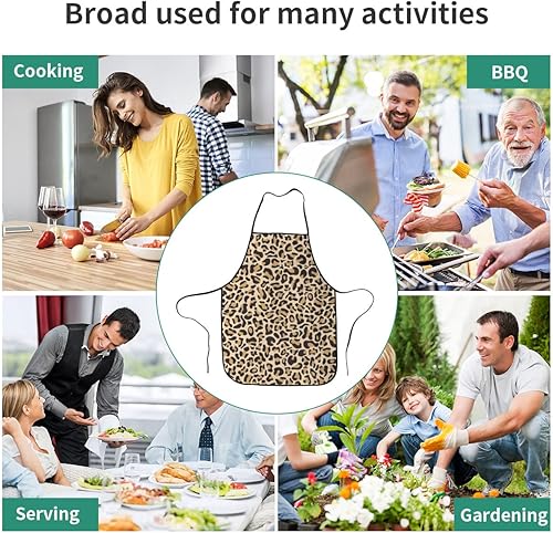 Miniatura 5 de Delantal para mujer con estampado de leopardo, delantal de piel de leopardo salvaje, con patrón de guepardo, para hombres y mujeres, adecuado para