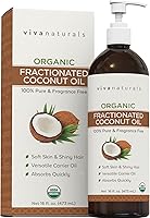 Viva Naturals Organic Fractionated Coconut Oil 16oz - Pure Liquid Carrier Oil for Skin, Hair Moisturizer & Essential Oils