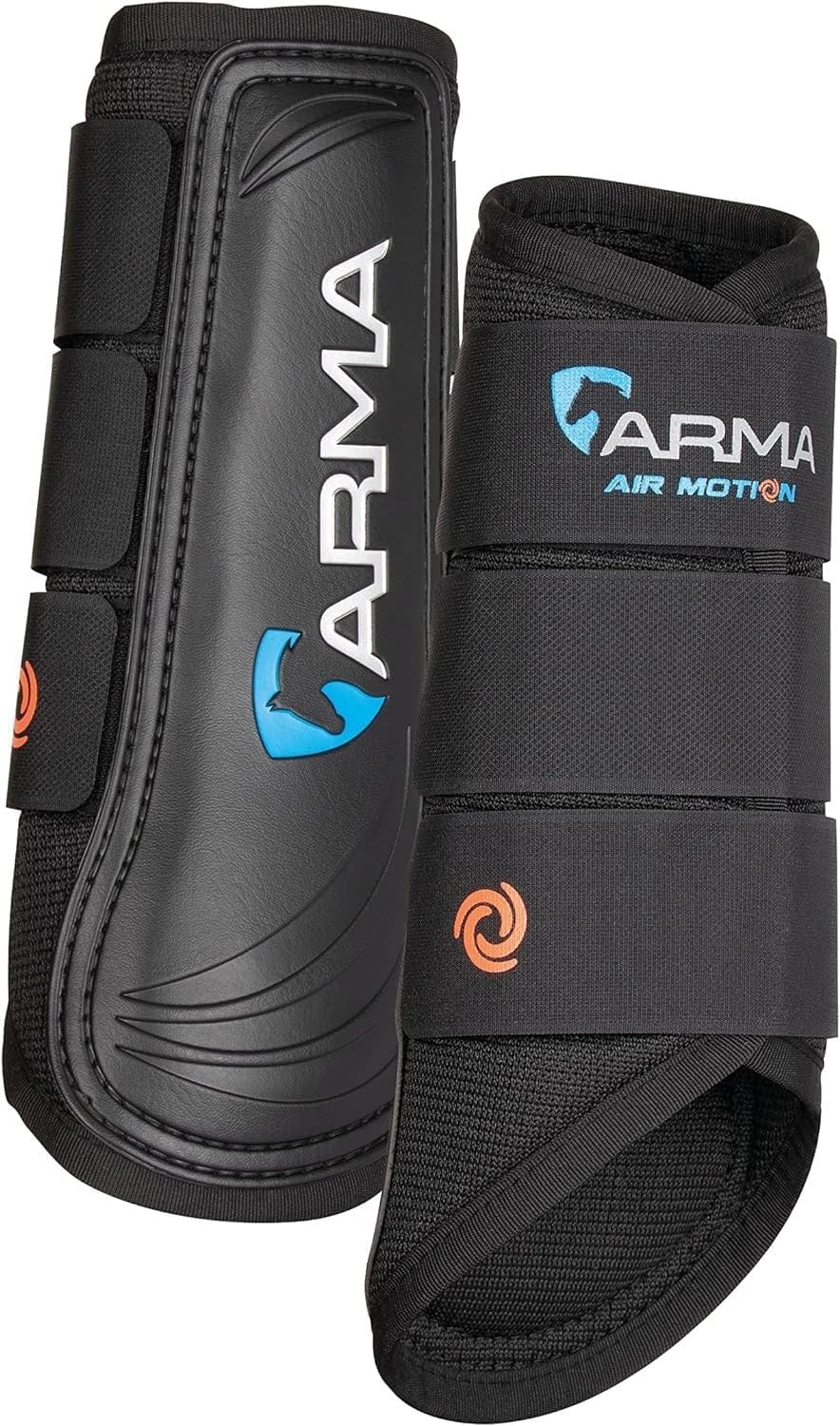 Shires ARMA Air Motion Brushing Boots - Breathable 3D Fabric Horse Leg Protection with ARMORTEX Strike Pads Black/Navy/Cob
