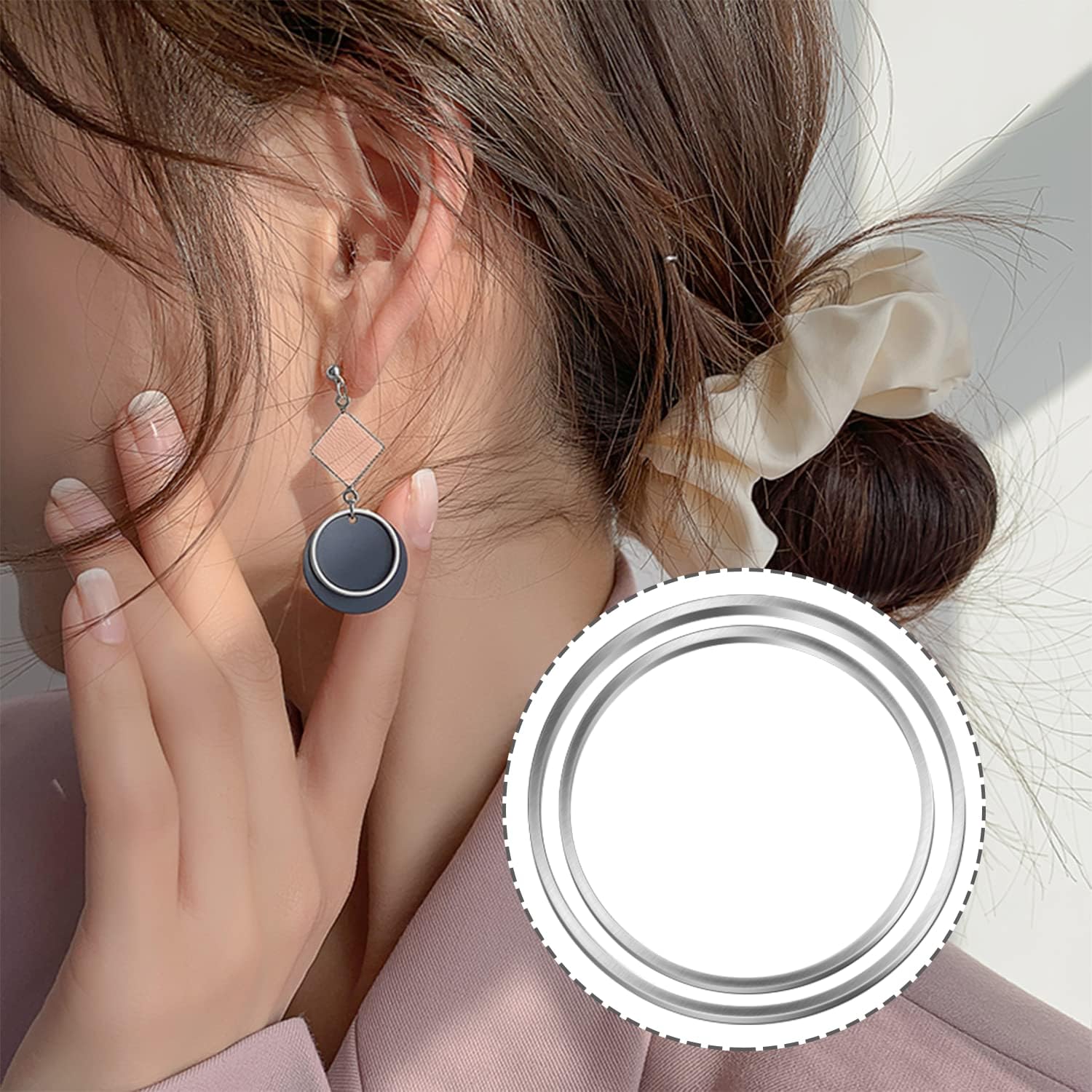 Hoop Jewelry Making,60PCS Earrings Findings Hoops Open Bezels Earring Making for DIY Crafts Supplies(60PCS White K Teardrop Square Circle) - Image 6