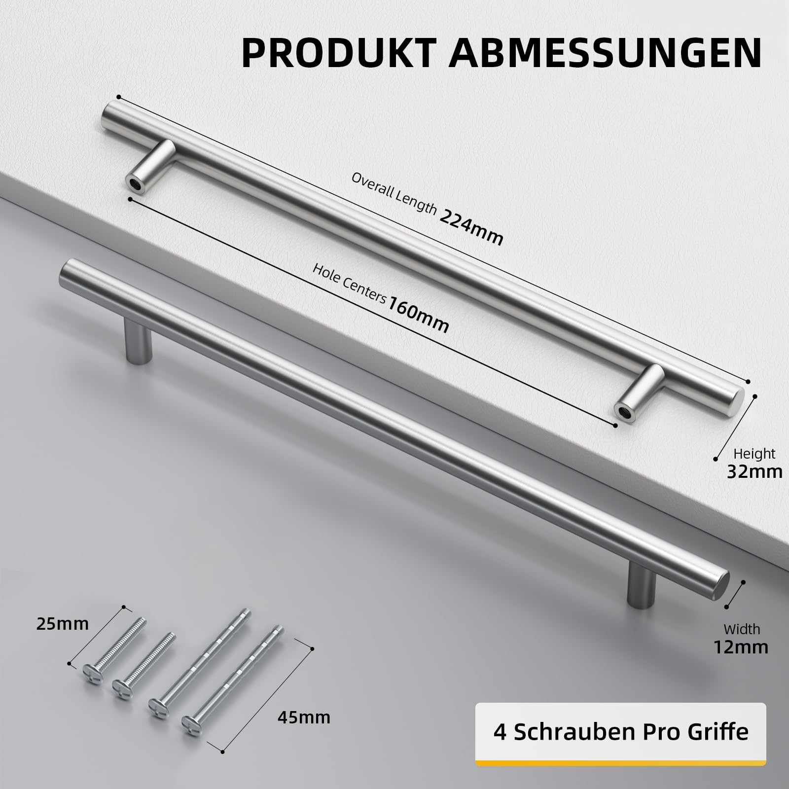 goldenwarm LS201BSS160 15 tiradores de acero inoxidable, distancia entre orificios, 160 mm, tiradores de barra para armario, cajones, puertas y cocina - 4