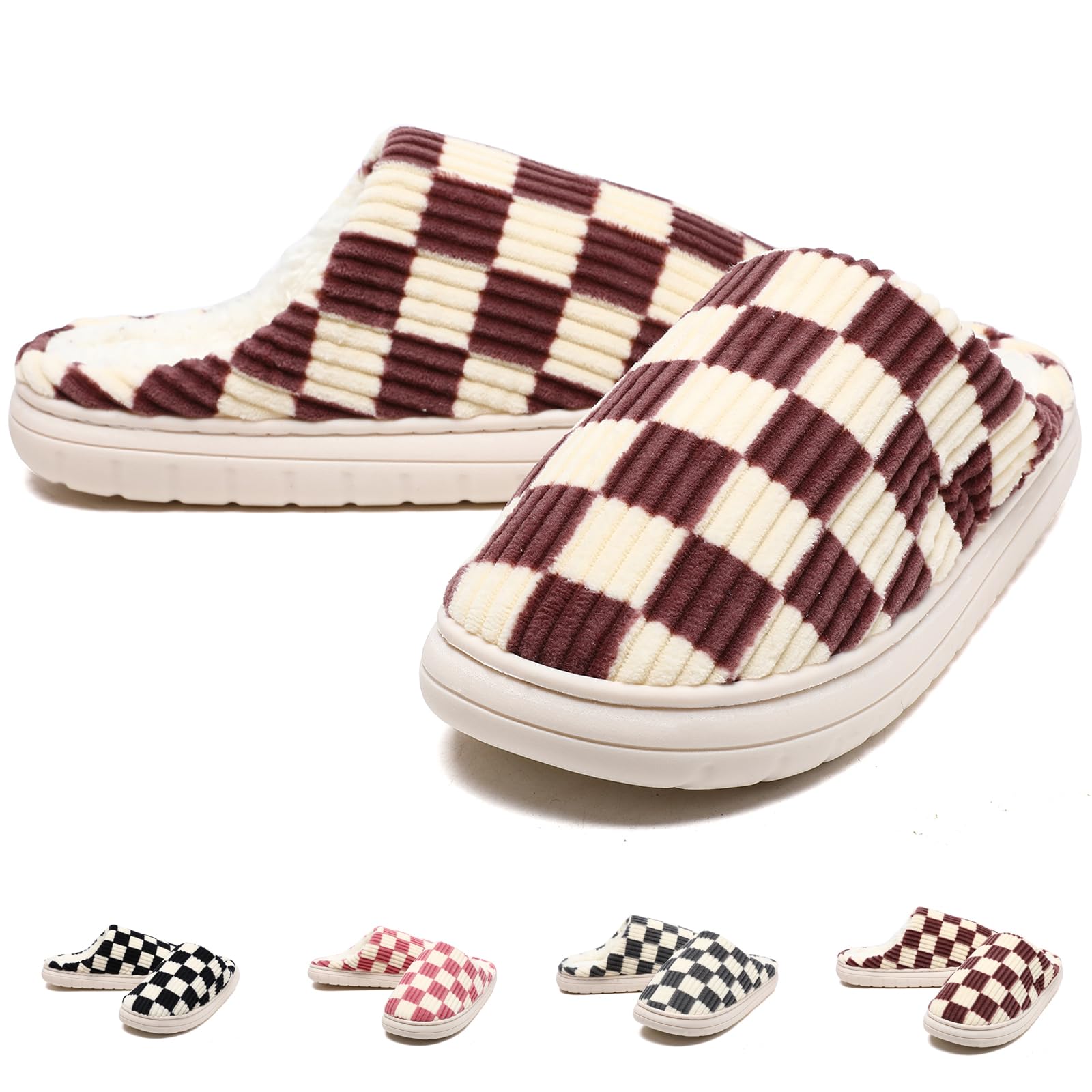 Guyarns House Slippers for Women & Men - Fuzzy, Casual Indoor/Outdoor Shoes with Memory Foam & Faux Fur Lining