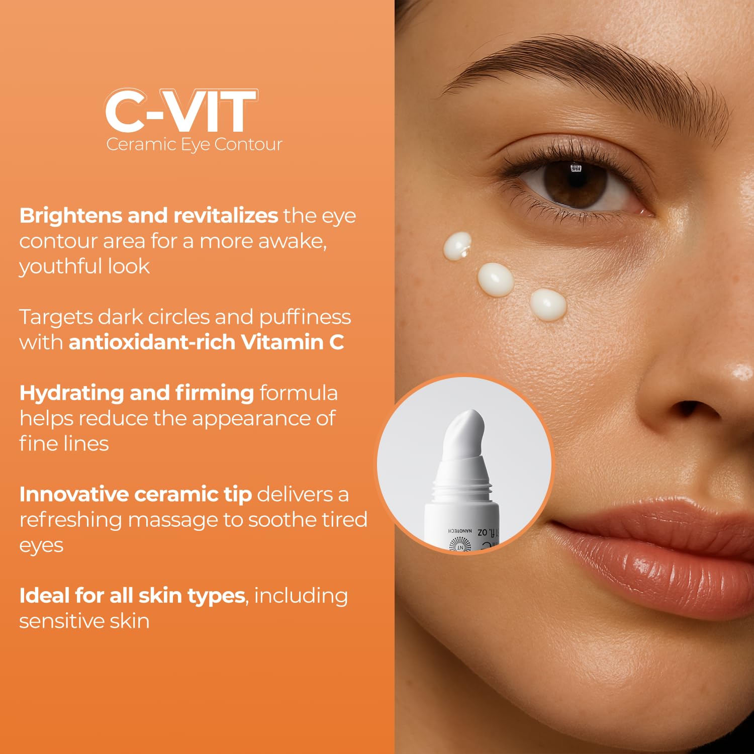 Sesderma C-VIT Eye Contour Cream - Targets Wrinkles, Antioxidant Protection and Tired Eyes, 0.5 fl oz.
