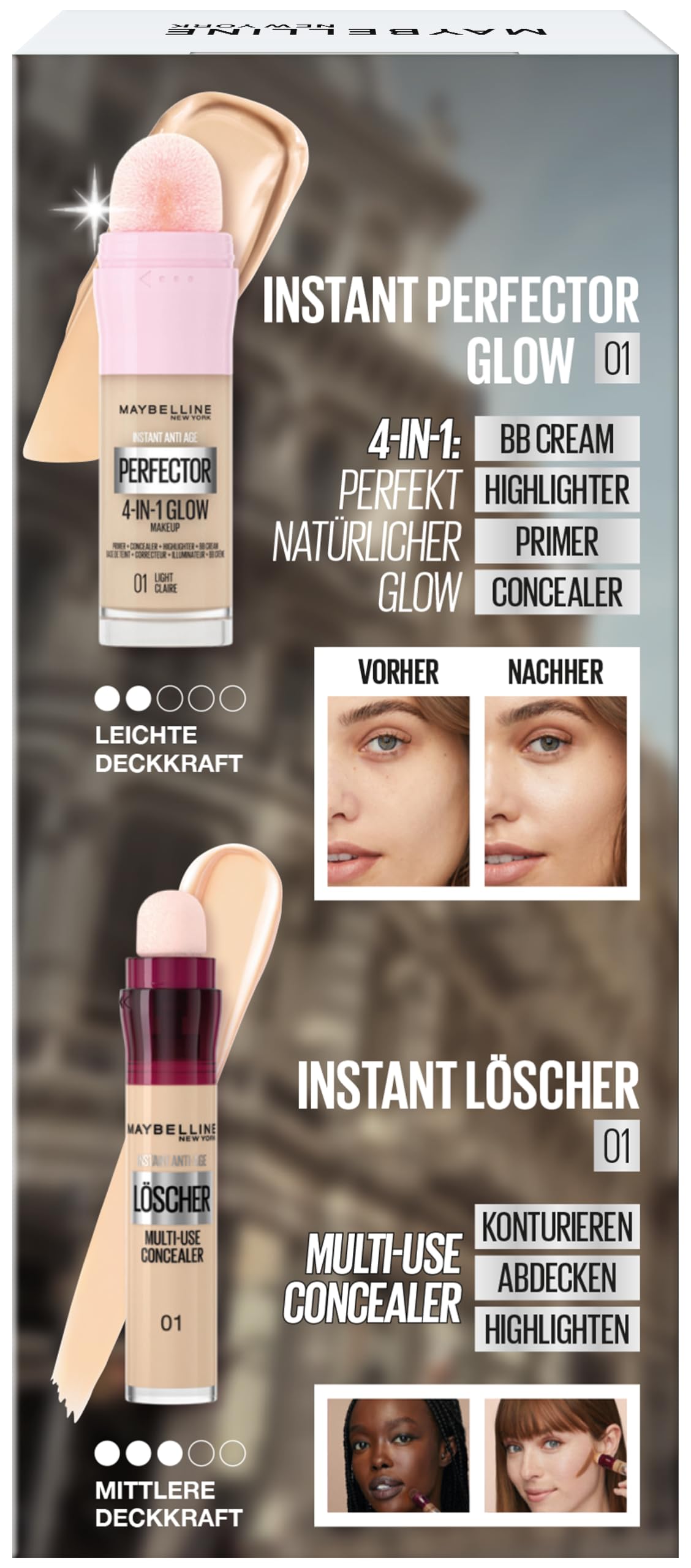 Image secondaire de Coffret Maybelline 4 en 1 : Fond de Teint et Correcteur Éclat N°01 Light