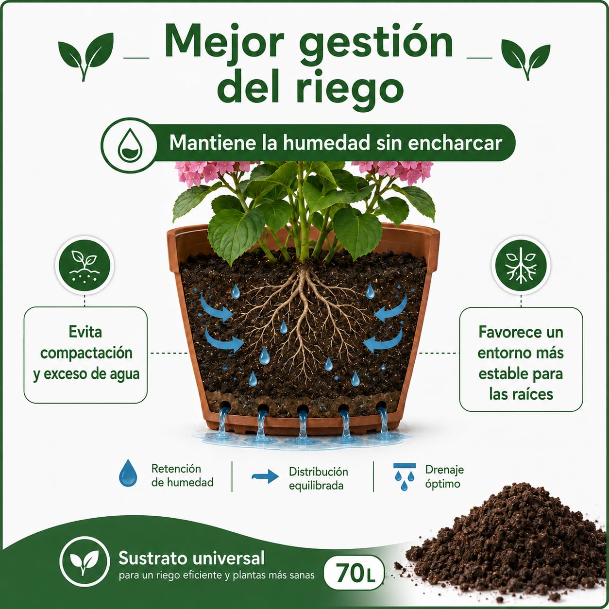 FLORAPL70 Sustrato Floraplant, Negro (1 Unidad)