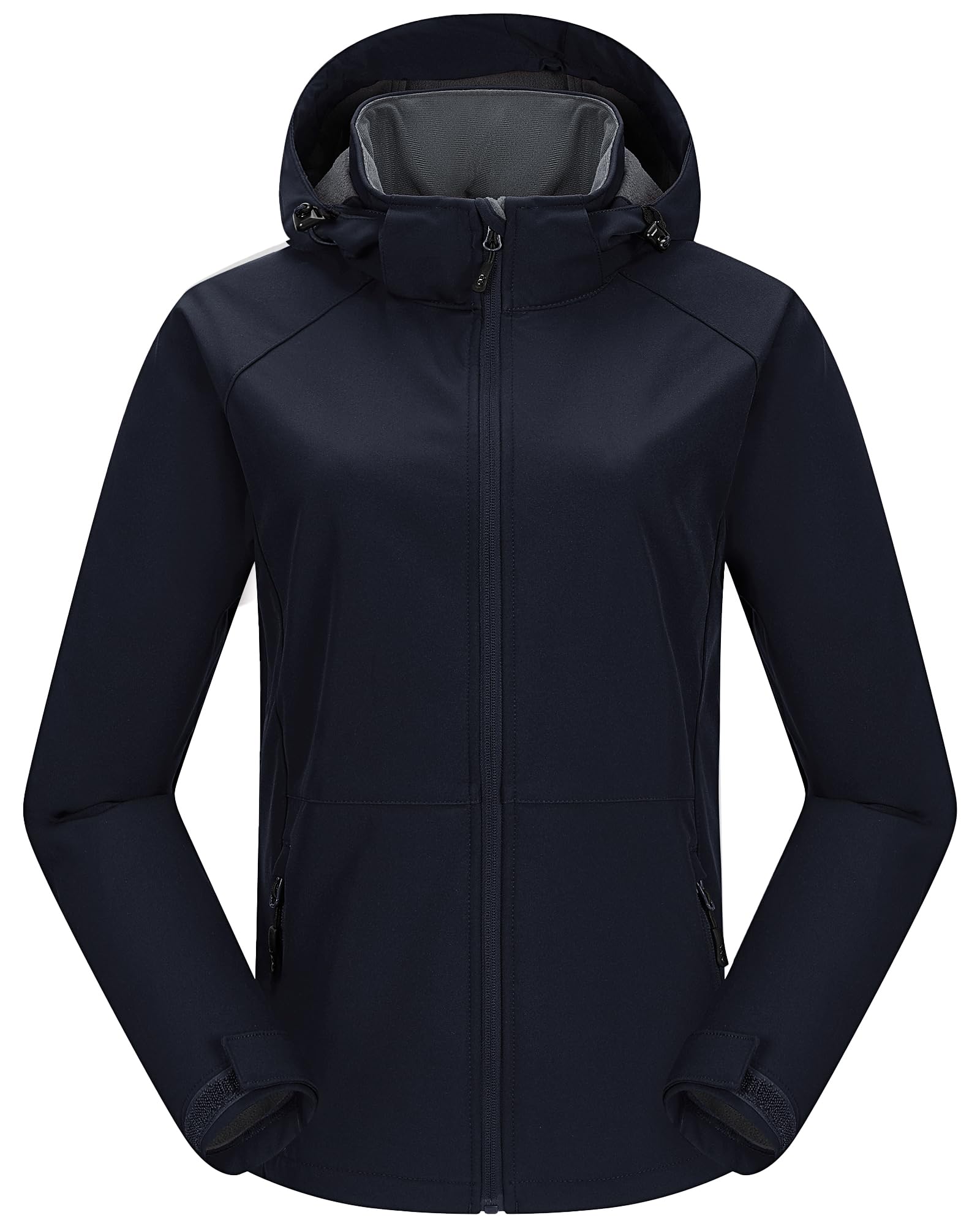 33 000ft Womens Waterproof Softshell Jacket with Removable Hood Lightweight Fleece Lined Warm Insulated Rain Windbreaker