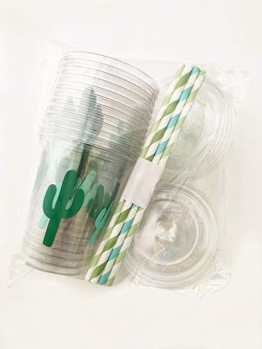 Miniatura 4 de Tazas de cactus, fiesta de cumpleaños, despedida de soltera, decoraciones de fiesta del Cinco de Mayo, recipientes de recuerdo, tapas, pajitas,
