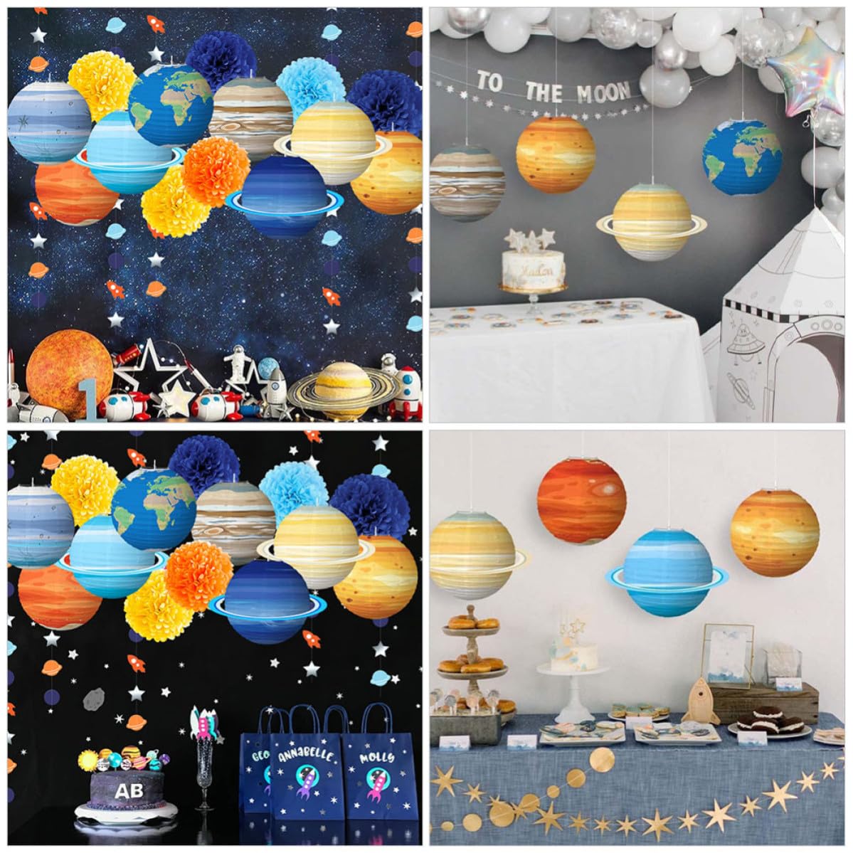 Linterna de Papel Decorativa Planetas, Fiesta Temática Espacial