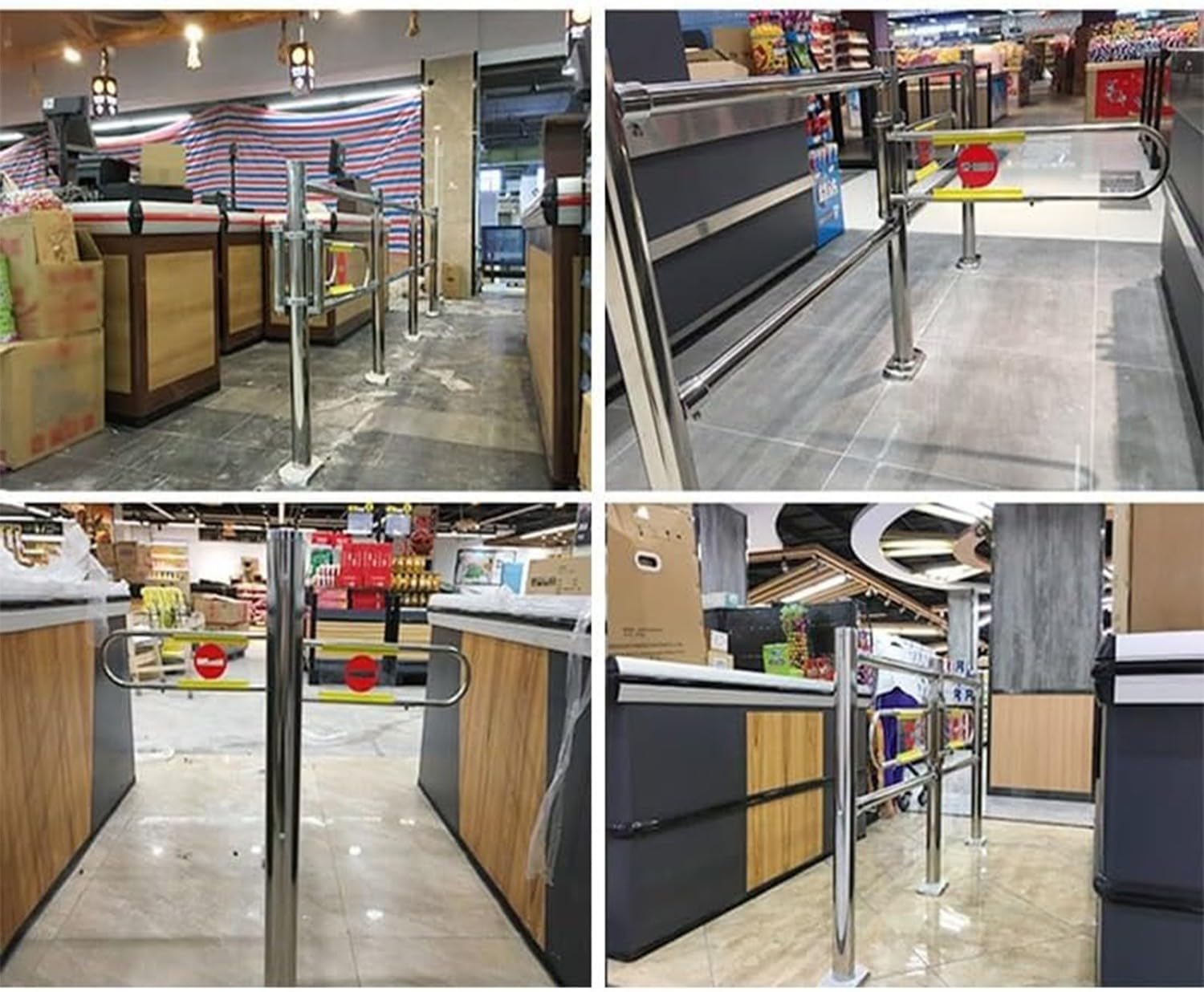 Supermercado Cajero Puerta Unidireccional, Puertas De Seguridad Acceso Metálica, Biblioteca Barrera Resorte Entrada Automático para Comerciales Compras Almacenes Centros Silver+Clear
