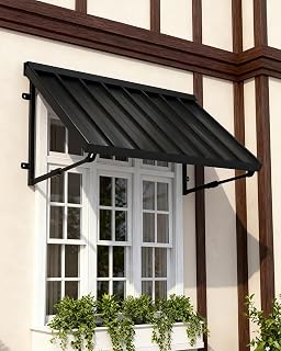 GDPFN 54x24 Inch Adjustable Metal Door Awning - Black Wind-Resistant Canopy for Windows, Patios, Porches, Entrances