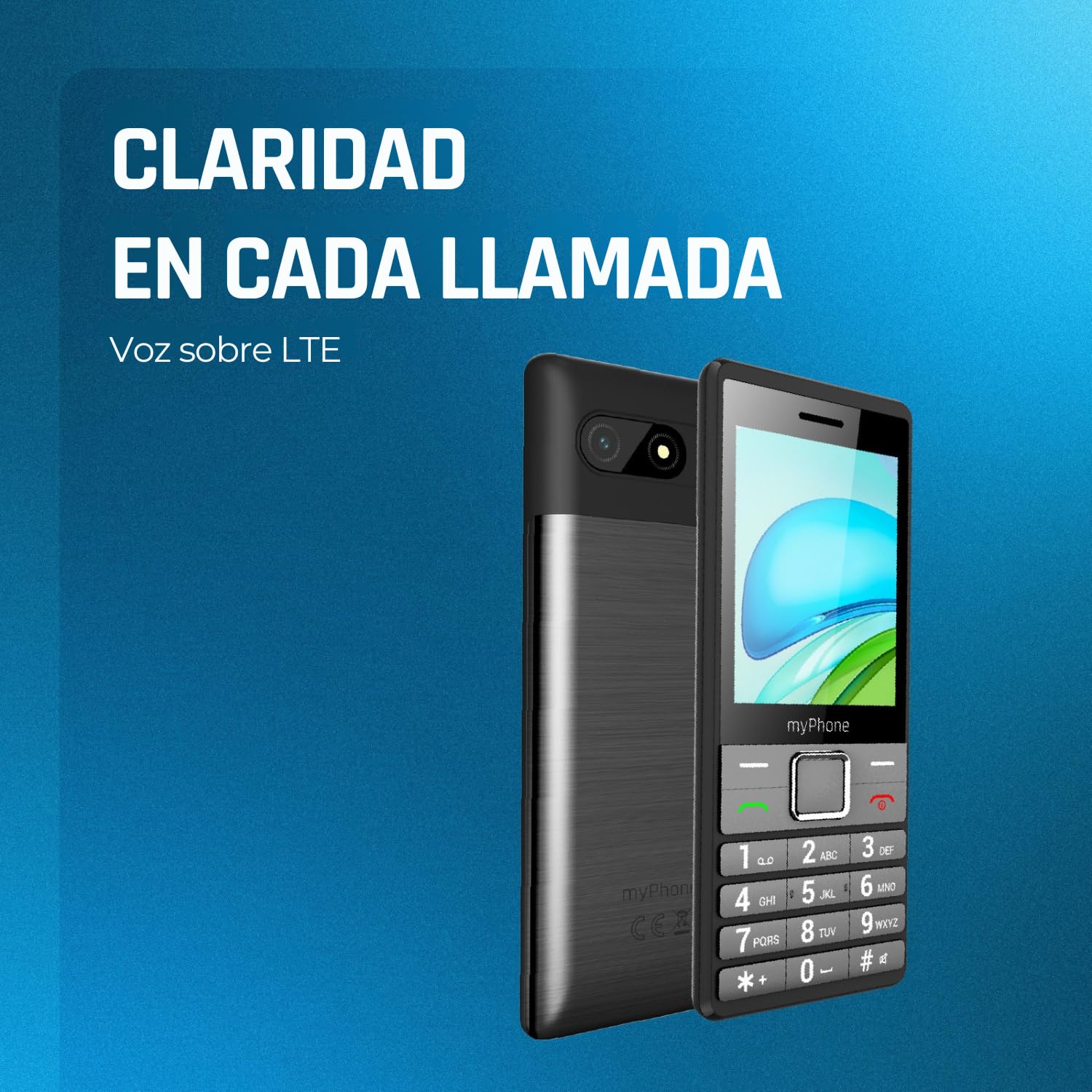 myPhone 7340 LTE Móvil para Mayores 4G con Botones Grandes, Dual SIM, Pantalla IPS 2,8", fácil de Usar, botón SOS, Negro y Plateado