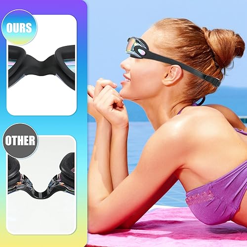 Miniatura 4 de 6 Pack Swim Goggles for Adult Anti Fog Swimming Glasses with 6 Ear Plugs Nose Clip No Leaking Full Protection Pool Goggles