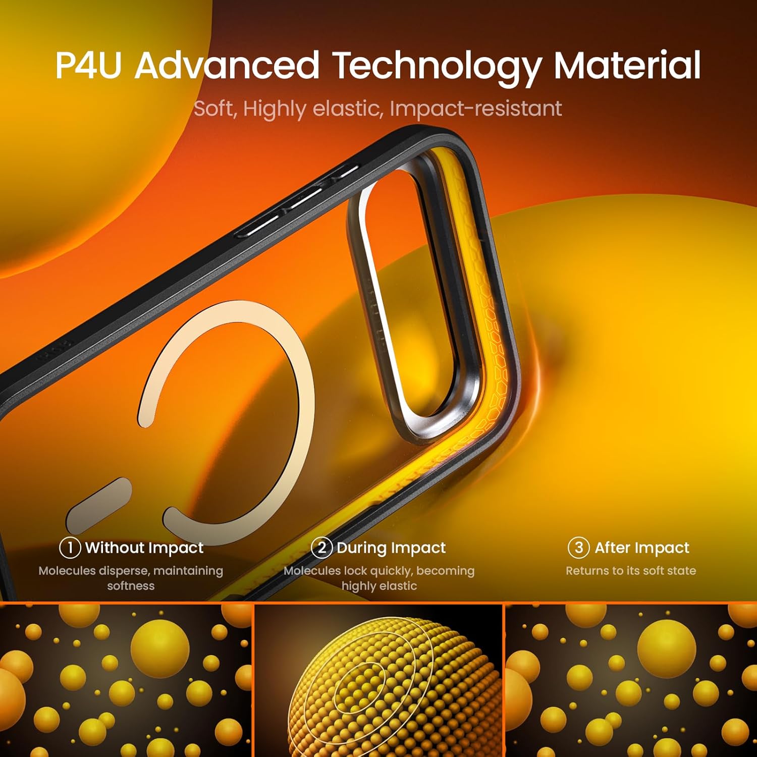 AOHI Magnetic Case for iPhone Air, Slim MagSafe-Compatible Shockproof Phone Case with Military-Grade Drop Protection, Black - Image 3