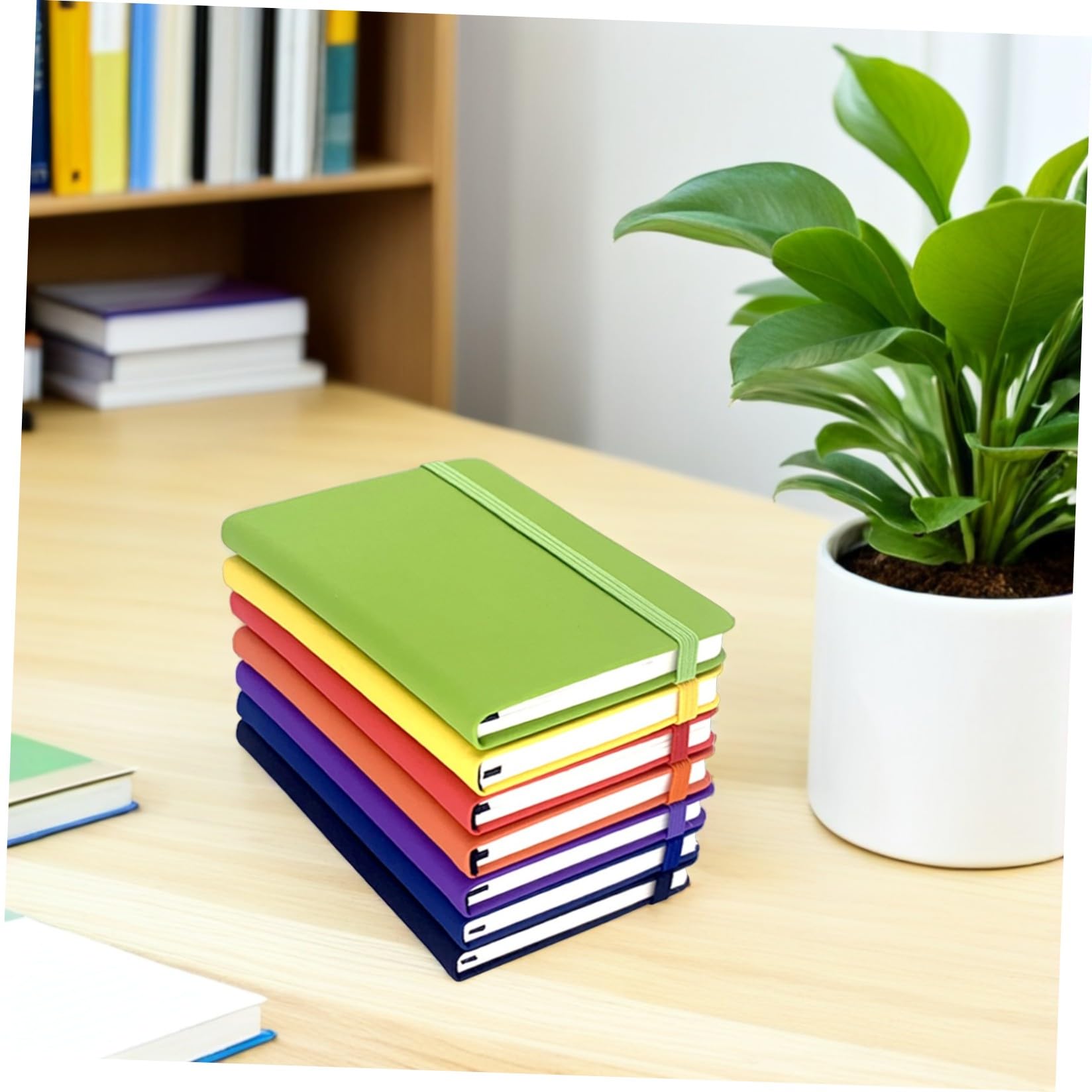 Set 7 Quaderni A6 con Copertina in Pu e Pagine a Righe, Piccoli Taccuini con Cinturino Elastico per Appunti di Lavoro e Compiti Scolastici, Carta di Qualità
