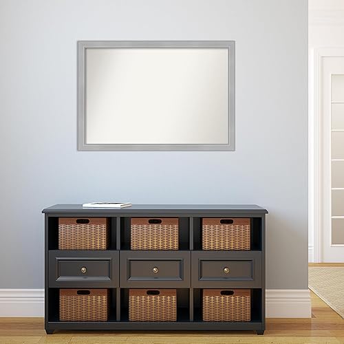 Miniatura 5 de Amanti Art Vista - Espejo de baño estrecho de níquel cepillado, espejo de pared o espejo de tocador de baño sobre el fregadero (25.75 x 36.75