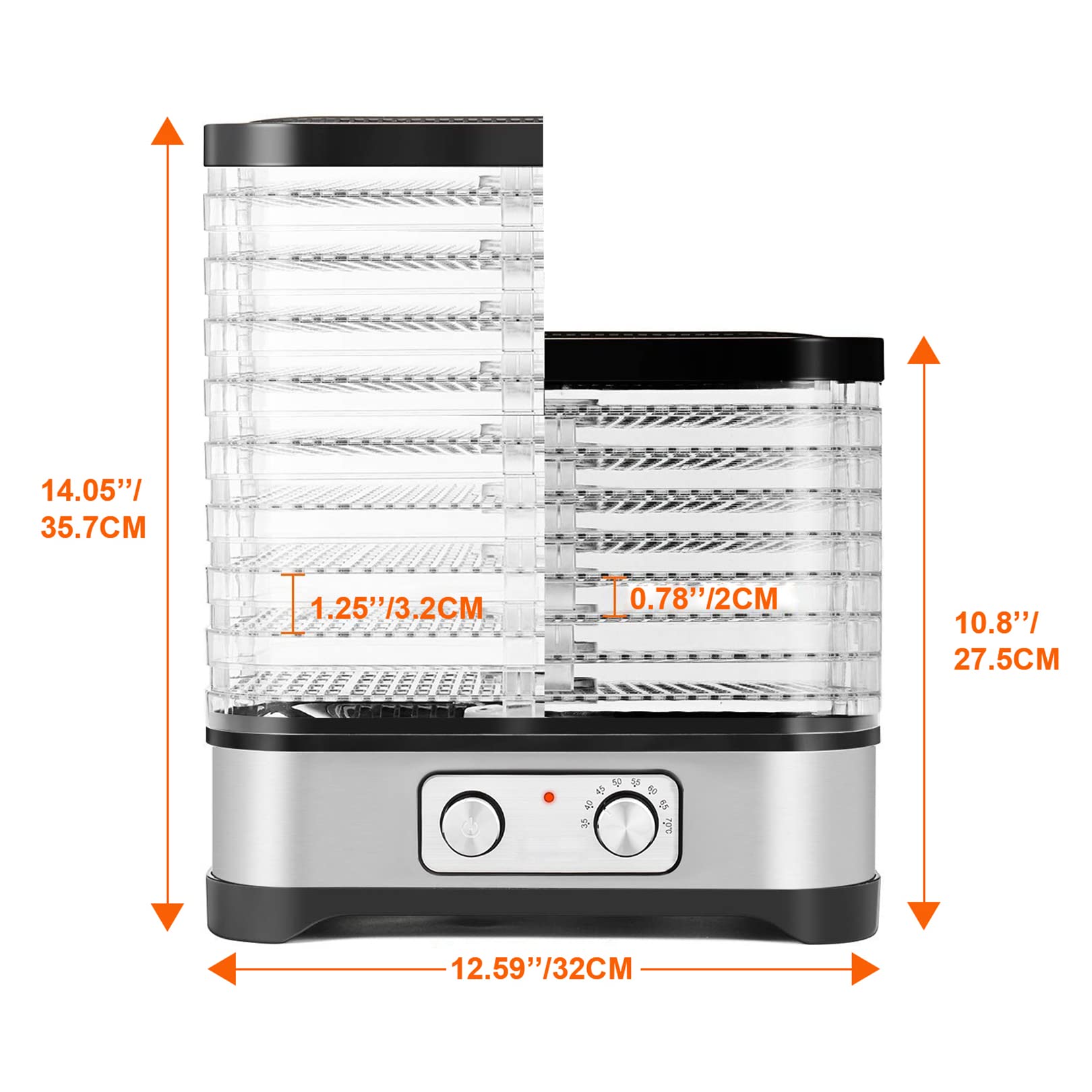 Hopekings Essiccatore frutta e verdura,Timer di 72 ore, 8 pallet, Disidratatore per Alimenti Essiccatore Alimentare, Temperatura regolabile(35 ° C-70 ° C), 400 W