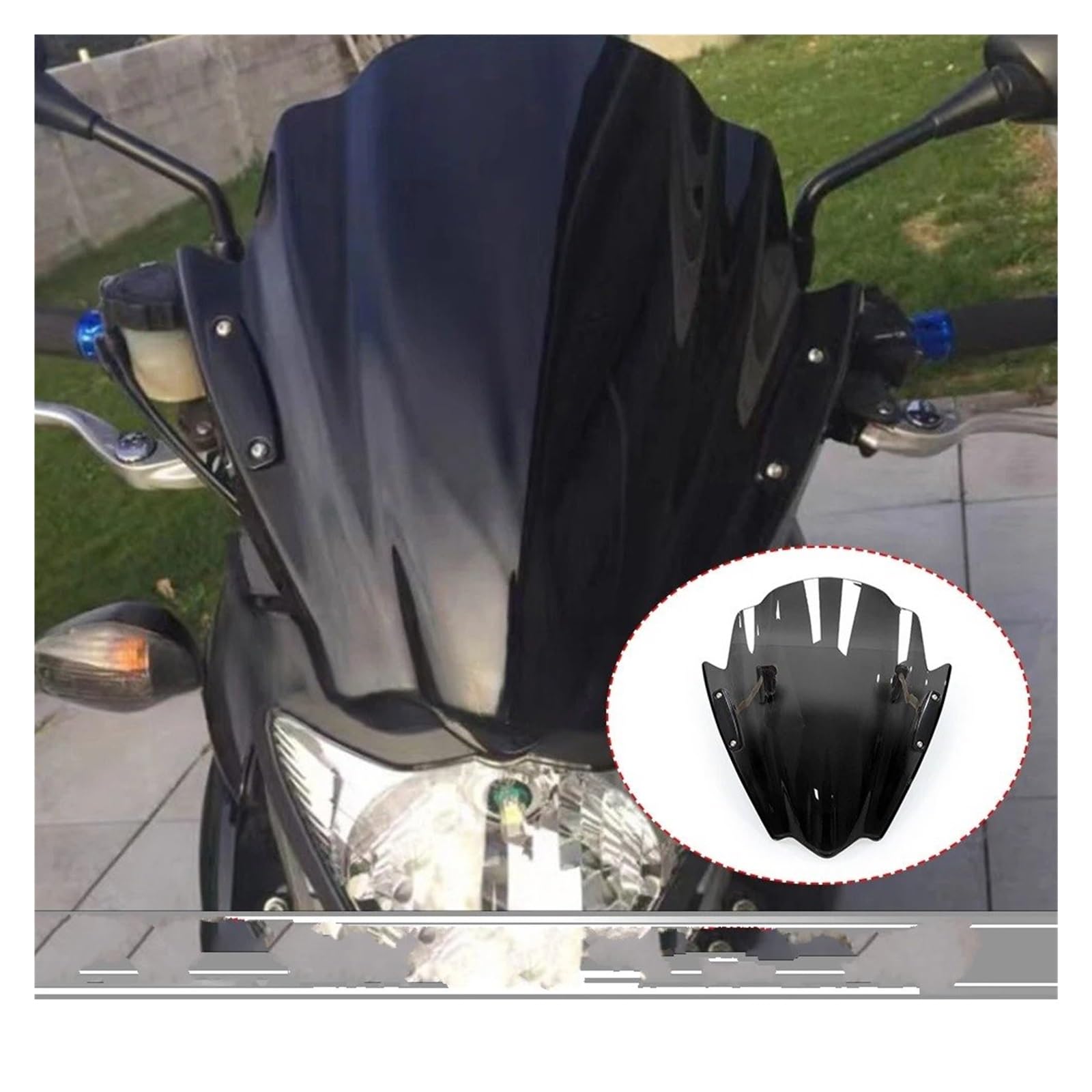 Cupolino Touring Per Suzuki Gladius 650 SFV650 ABS 2009-2015 2014 2013 Parabrezza Universale Per Moto Parabrezza Da 7/8" E 1" Manubrio Parabrezza Moto(Nero)