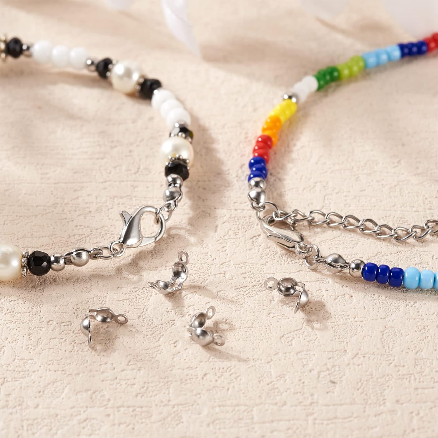 200 Pcs 304 Stainless Steel Bead Tips Knot Covers, Clamshell Crimp Bead Caps for Jewelry Making, 5x3mm Hole:1mm - Image 2