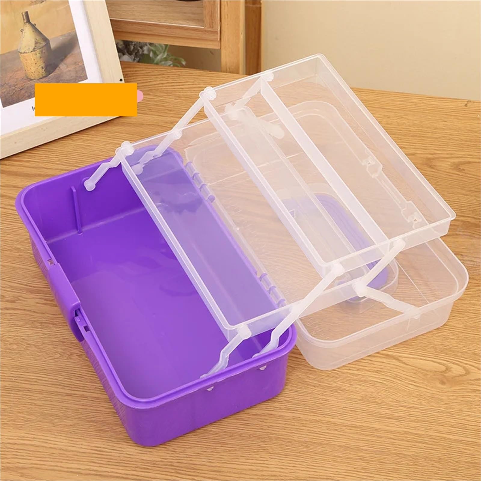Haargummi Organizer 3 Schichten große Kapazität faltbare multifunktionale Aufbewahrungsbox tragbare Make-up Haarnadel Nail Art Schmuck Organizer(White)