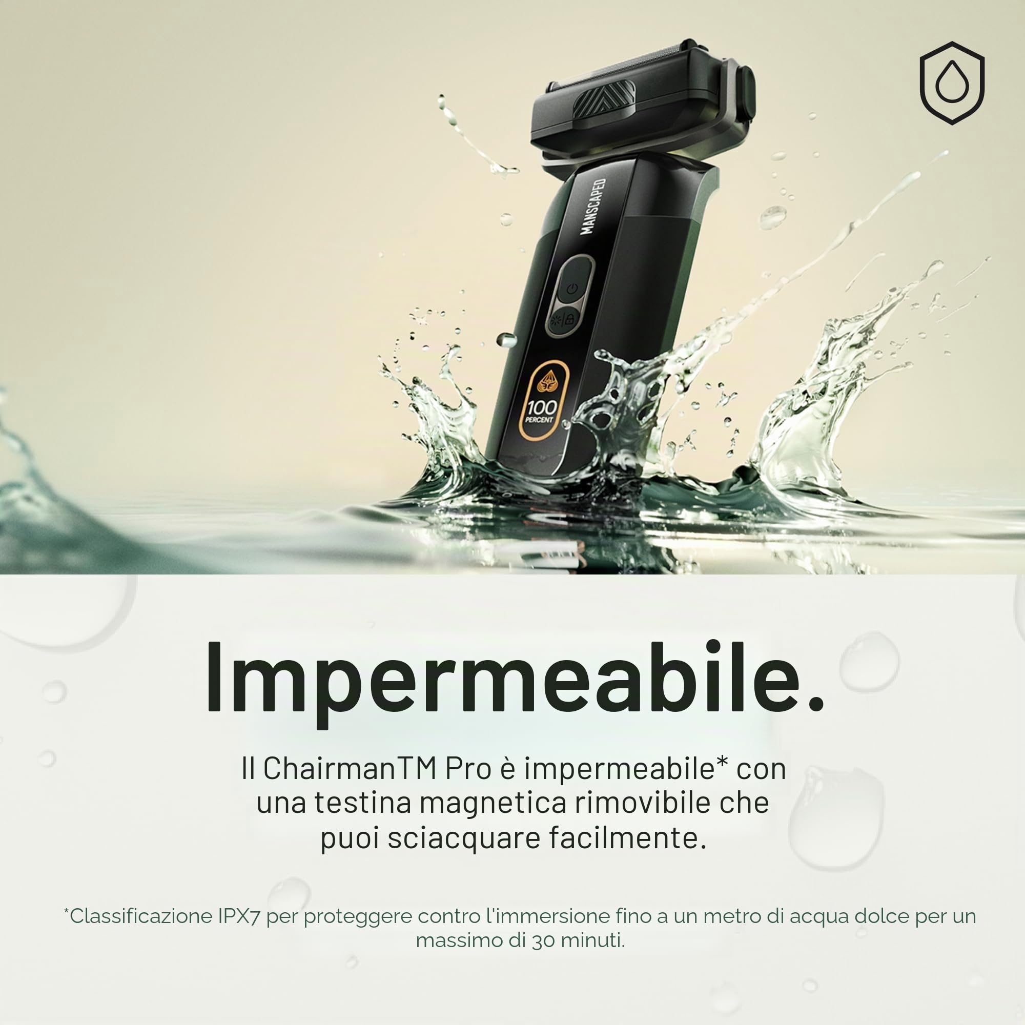 MANSCAPED® The Chairman™ PRO Rasoio a lamina per uomo - Due testine intercambiabili, rifinitore a lamina e barba corta SkinSafe® a quattro lame, ricarica compatibile con USB-C e wireless