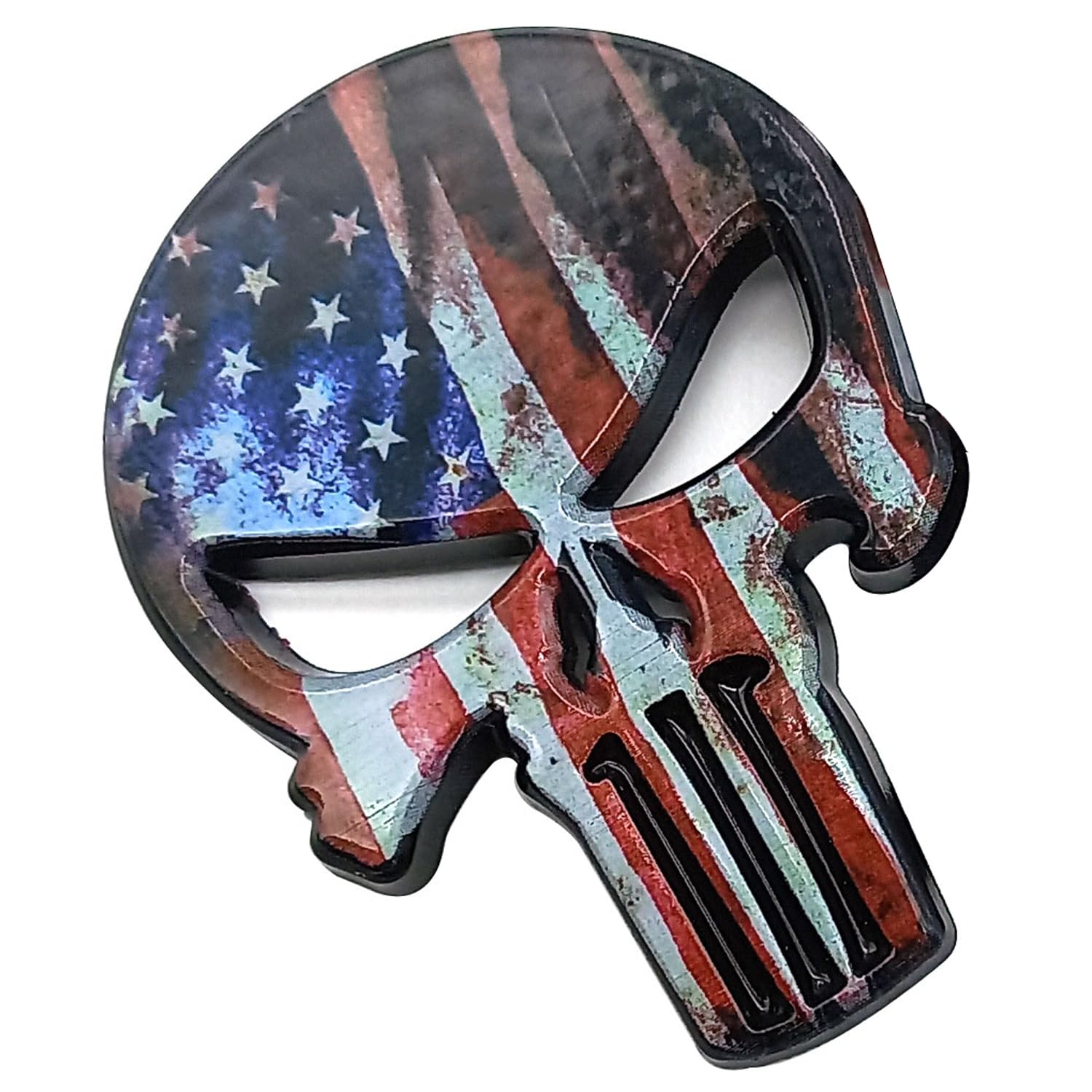 3D Skull Metal Decal Sticker, Logo Badge Emblem Auto Truck Motorcycle Car Fashion Styling Stickers Accessories (American Flag)
