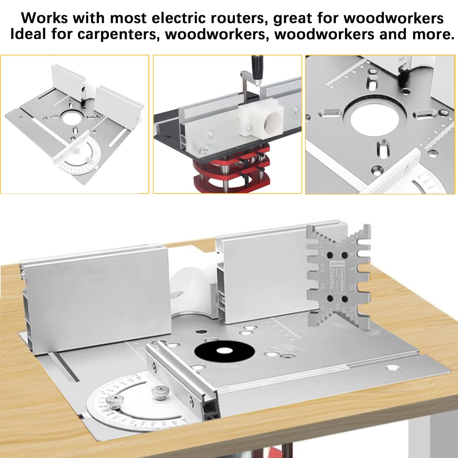 Freestafel voor bovenfrees, inlegplaatset, bovenfreestafel en tafelfreesmachine, routertafel, maximale lift 51 mm, tafelfrees voor het snijden van groeven, kegelsnijden, trimmen en afschuinen (zwart