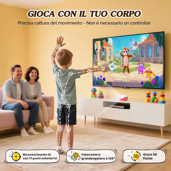 KINHANK MotionX Console Giochi per Bambini e Famiglia – Console Videogiochi Interattiva con Sensore di Movimento AI, Senza Controller né Abbonamento, Aggiornamenti Mensili, Per Serate di Gioco e Feste - 3