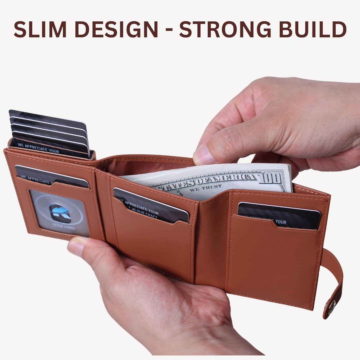 RFID Blocking Pop Up Wallet for Women – Genuine Leather Slim Card Holder with Ejector, Minimalist Small Front Pocket Wallet with ID Window & Coin Pocket – Gift for Her, Mom, Girlfriend - Image 5