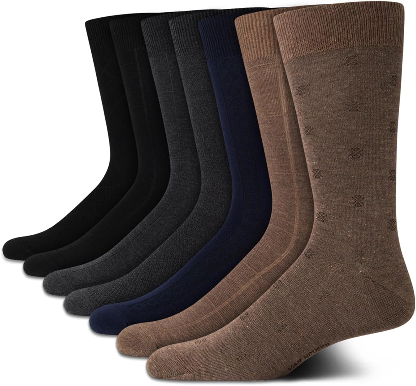 Van Heusen Mens Dress Socks - 7 Pack Soft Stretch Moisturing Wicking Work Crew Socks for Men (Sizes: 6-12.5)
