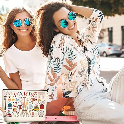 Miniatura 5 de Bolsa de maquillaje para regalo divertida, bolsa de cosméticos de París, Francia, bolsa de aseo de viaje, bolsa con cremallera, artículos esenciales