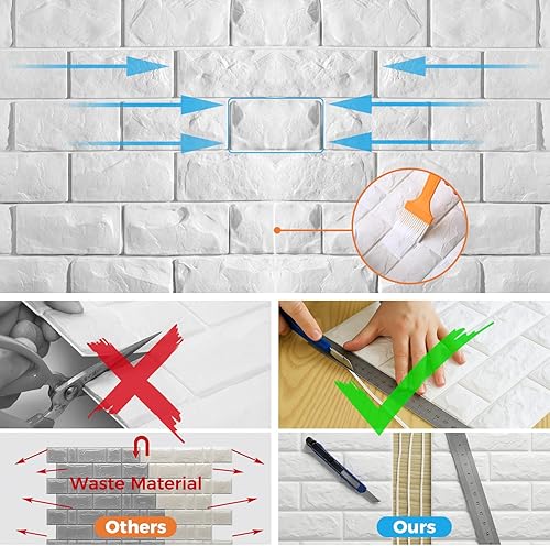 Miniatura 7 de 30paneles autoadhesivos 3D impermeables para pared con ladrillos blancos se pueden pintar papel tapiz con ladrillos falsos de espuma paneles para