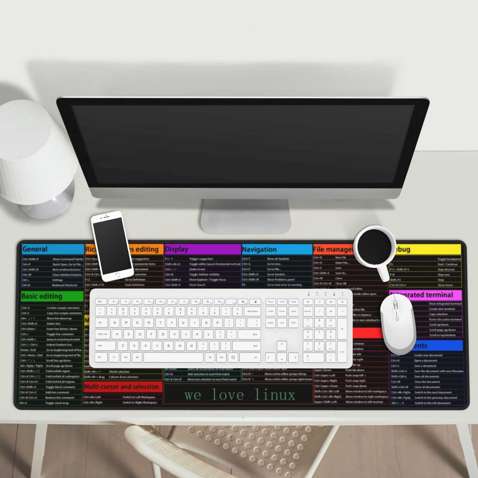 Linux Commands Line Programmer Programming Cybersecurity Hacker Atajos Teclas Atajos Hoja de Trucos Teclado Gaming Mouse Pad Mousepad Escritorio Alfombrilla de Escritorio Enorme Suela de Goma