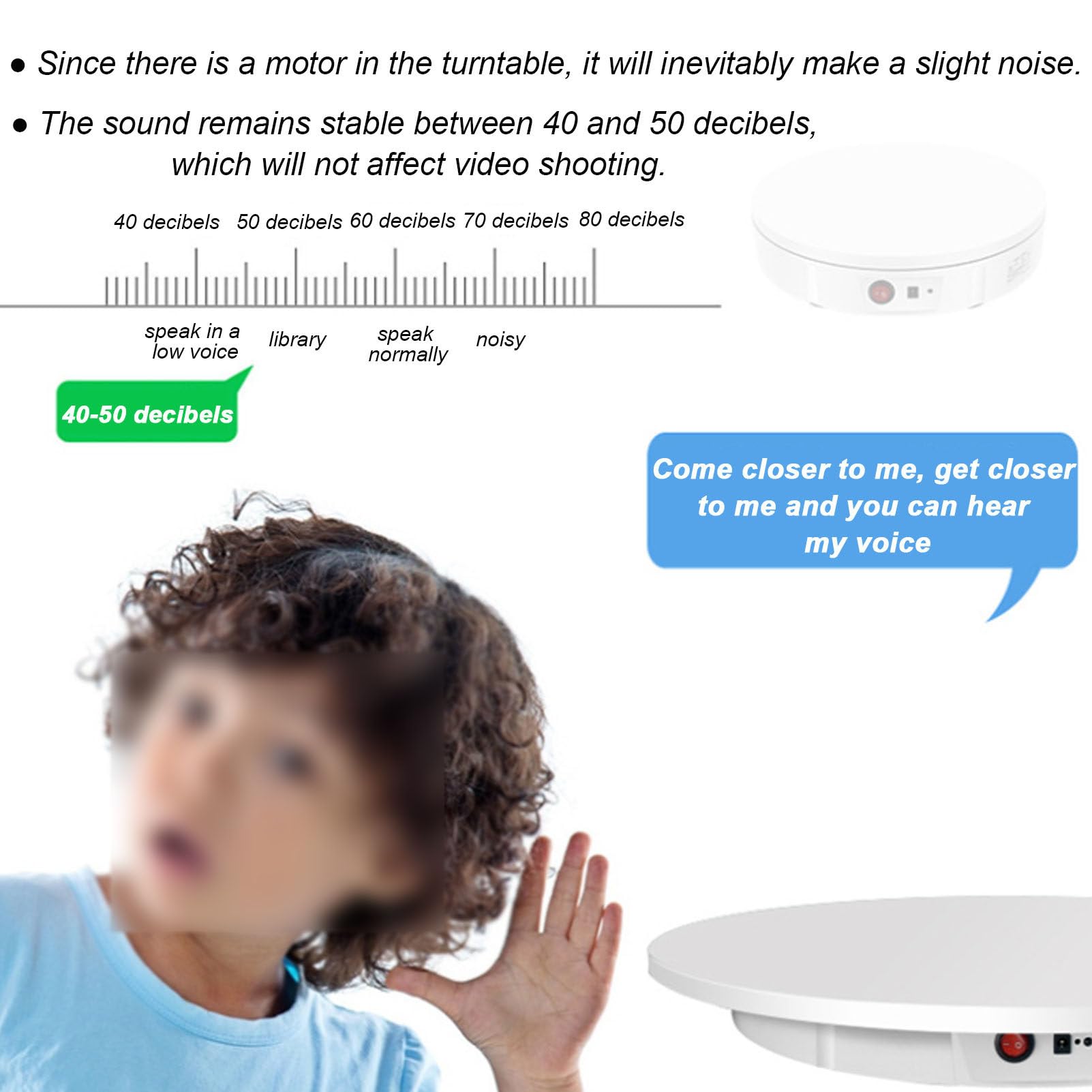 Piatto Girevole Elettrico per Fotografia, Espositore con Rotazione Automatica A 360° con Controllo Remoto, Carico 100Kg, Piattaforma Girevole Automatica 42Cm/60Cm,White-60CM