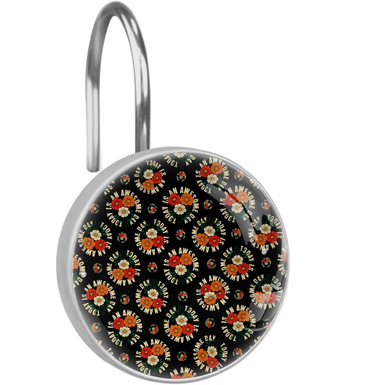 VAPOKF Decorative Shower Curtain Hook, Daisy Rustproof Stainless Steel Shower Curtain Hook for Bathroom, Shower Curtain Hangers for Shower Rod
