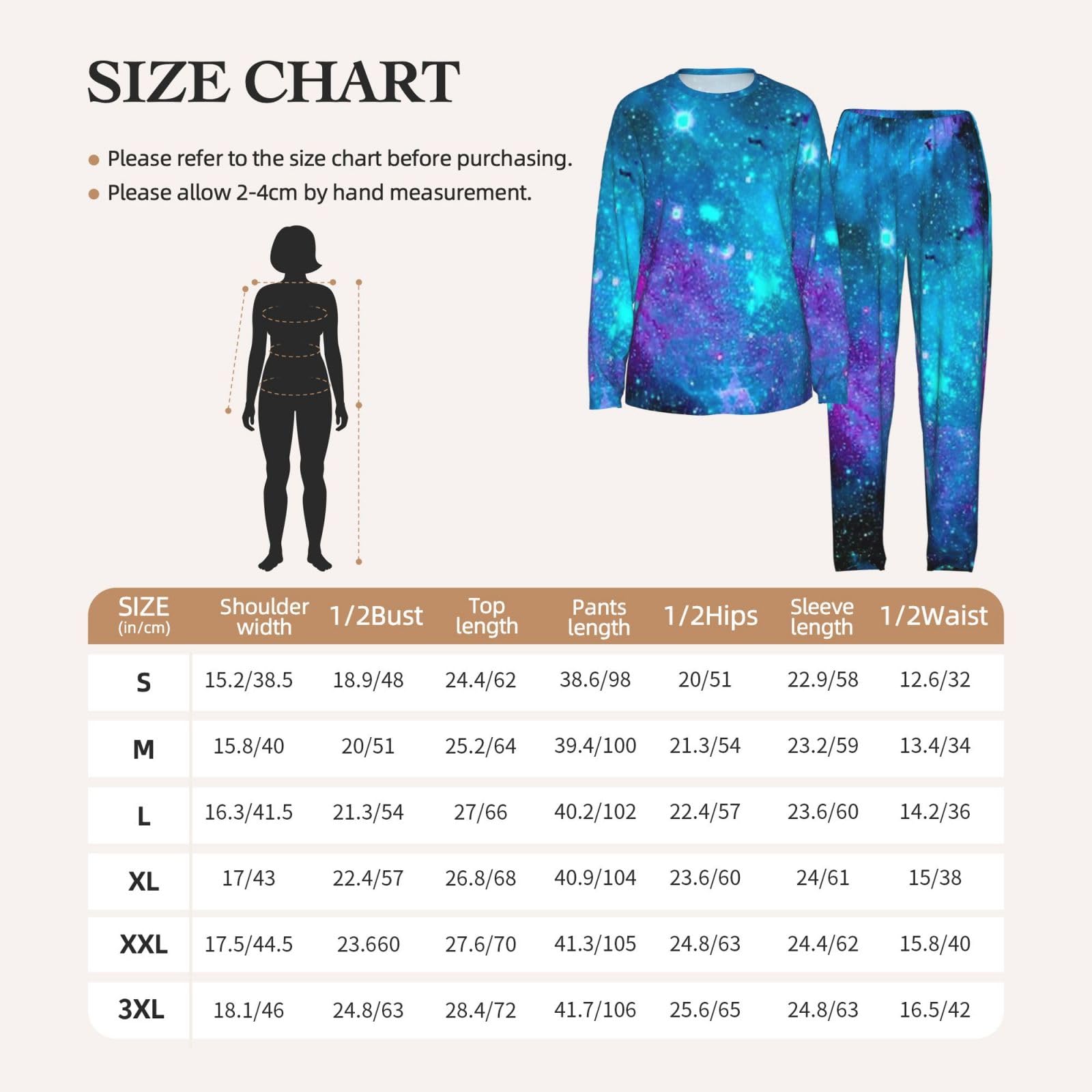Pigiama da donna a maniche lunghe con stampa cielo stellato viola Set pigiama morbido elastico coulisse casual Daywear