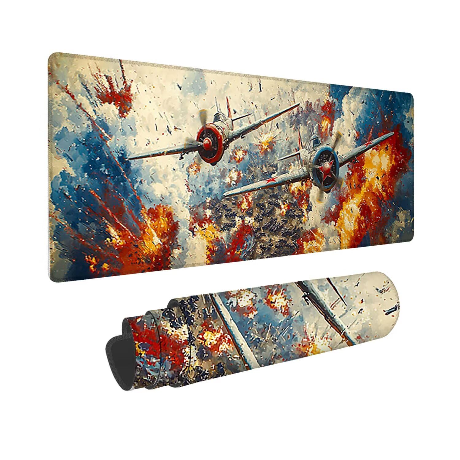 Tappetino per Mouse XXL 1200 x 400 mm Tappetino Mouse Gaming Grande, Mousepad con Base in Gomma Antiscivolo, Tappeto per Tavolo da Gaming per Mouse e Tastiera, Accessori PC (aereo) u-184